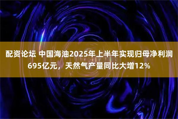 配资论坛 中国海油2025年上半年实现归母净利润695亿元，天然气产量同比大增12%