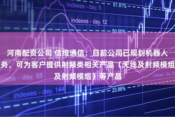 河南配资公司 信维通信：目前公司已规划机器人零部件业务，可为客户提供射频类相关产品（天线及射频模组）等产品