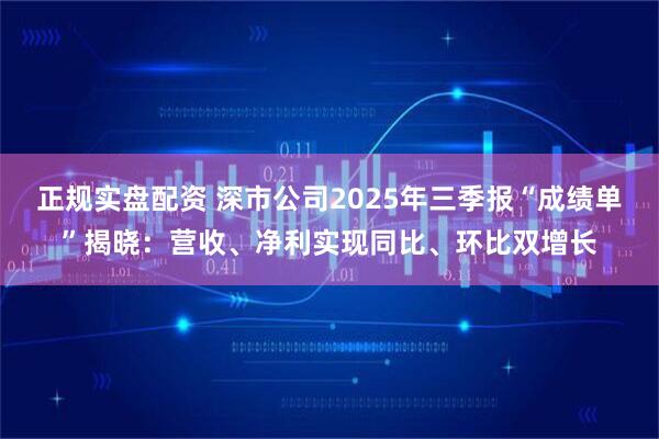 正规实盘配资 深市公司2025年三季报“成绩单”揭晓：营收、净利实现同比、环比双增长