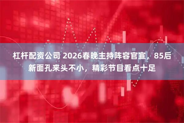 杠杆配资公司 2026春晚主持阵容官宣，85后新面孔来头不小，精彩节目看点十足
